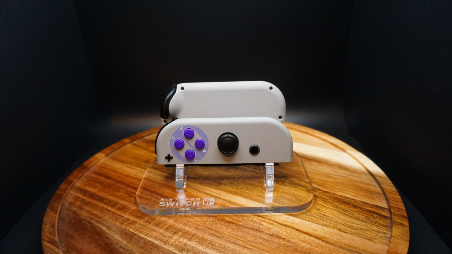 ModifedShells Custom, Custom SNES Purple Nintendo Switch Joycons, Upgraded GuliKit Joystick (Drift Free)