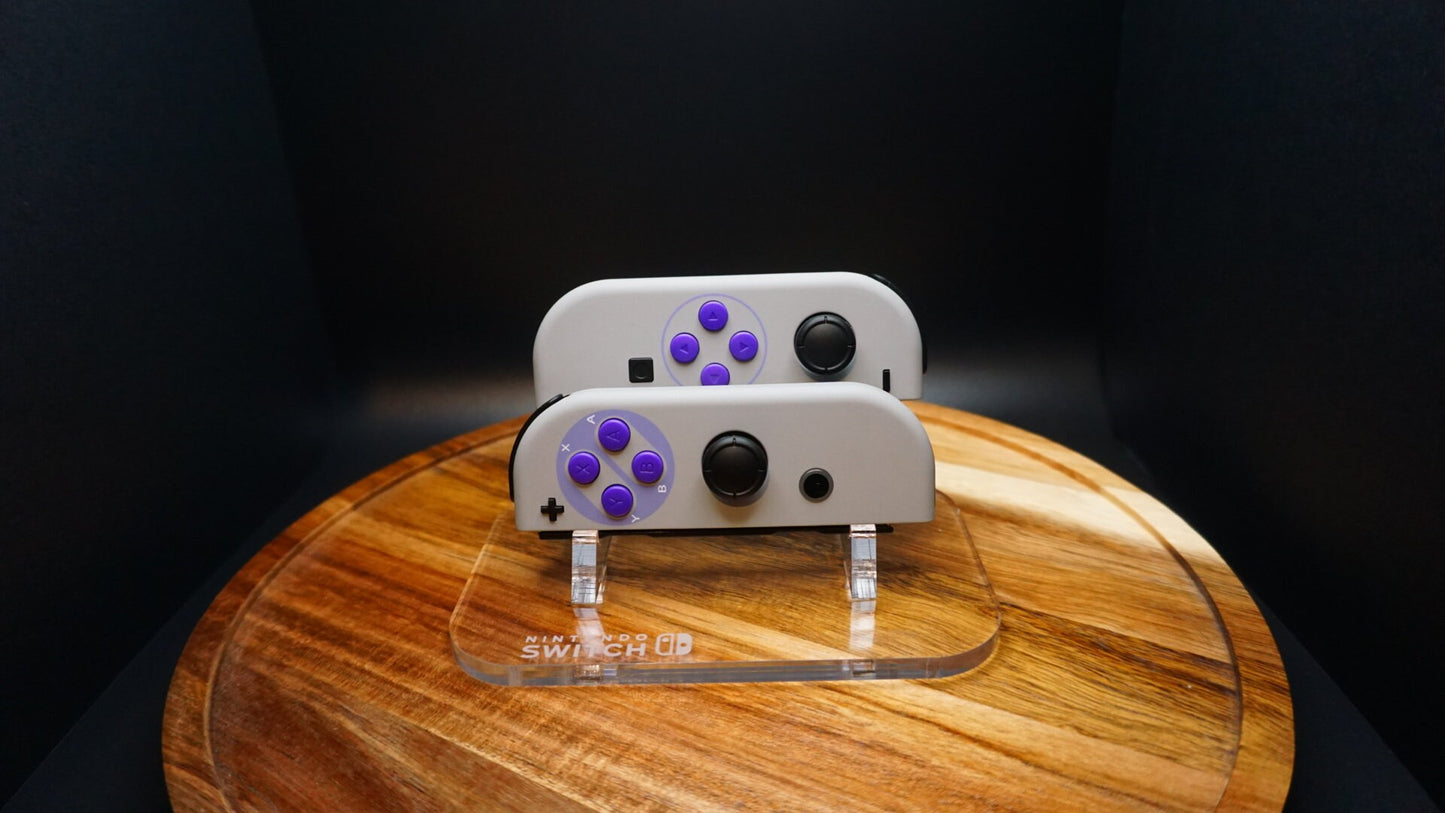 ModifedShells Custom, Custom SNES Purple Nintendo Switch Joycons, Upgraded GuliKit Joystick (Drift Free)